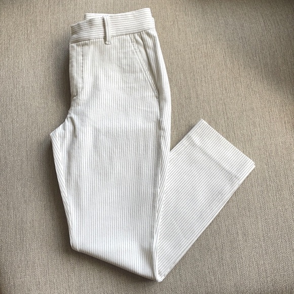 GAP Pants - GAP Signature Skinny Ankle White Striped Pants- 2